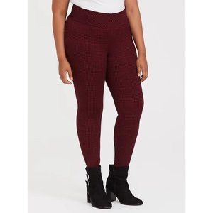 Torrid SZ 2 EUC  STUDIO PONTE SLIM FIX PIXIE PANT - RED PLAID HOUNDSTOOTH